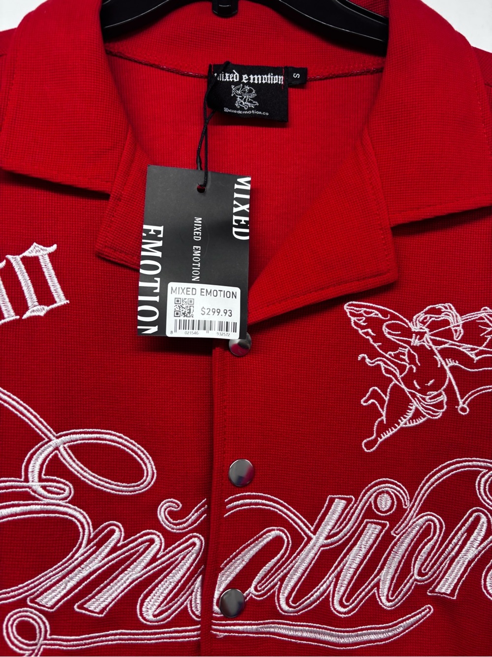 Script Short-Sleeve Button-Up Shirt - Red - Picture 4 of 4